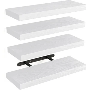 Set of 4 Floating Wall Shelves Picture Ledge Display Rack Book Hanging Shelf UK - Picture 1 of 17