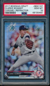 PSA 10 CLARKE SCHMIDT 1st 2017 Bowman Chrome Draft REFRACTOR Rookie RC GEM MINT