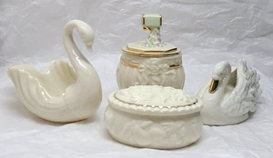 Vintage Lot of 4 LENOX Porcelain Collection, 2 Trinket Boxes & 2 Swans - Picture 1 of 13