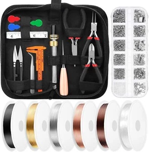 Hágalo usted mismo Kit de suministros para hacer joyas Hallazgos Conjunto de herramientas artesanales de reparación de cuentas de ley - Imagen 1 de 8