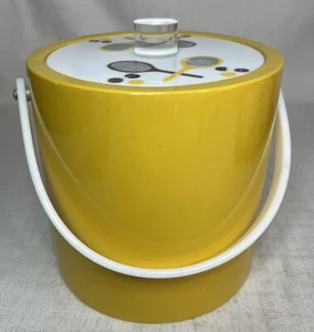 1960-1970 MCM Morgan & Company Bucket Brigade Ice Bucket Yellow w/ Tennis Design - Picture 1 of 10