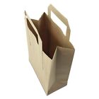 BROWN PAPER CARRIER BAGS SMALL 7X9X3.5" WITH HANDLES KRAFT SOS LUNCH FLAT