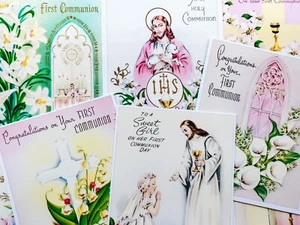 Set of 9 Vintage Religious First Communion Church STICKERS - Just Cut & Use! - Picture 1 of 2
