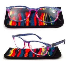 New/Ladies/Mens Tropical Spring Hinged Reading Glasses with matching case - Picture 1 of 6