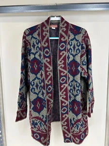 American Vintage Worthington vorne offen dicke Strickjacke Gr. 18 W blau weinrot und grau - Bild 1 von 13