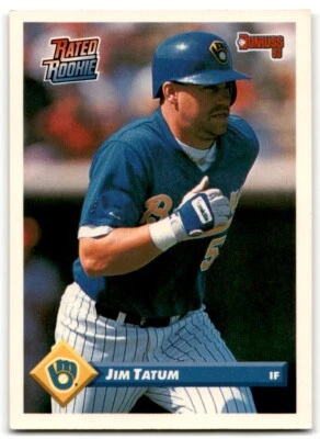 1993 Donruss Rated Rookie Jim Tatum Rookie Milwaukee Brewers #341 - Image 1 of 2