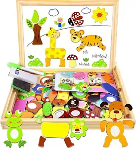 Wooden Magnetic Board Puzzle Games 3 Year Old Boys Girls Learning Toys for Kids - Picture 1 of 7