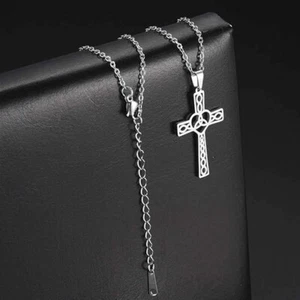 Halskette mit Kreuz im keltischen Stil Edelstahl Anhänger an 50 cm Kette - Bild 1 von 5