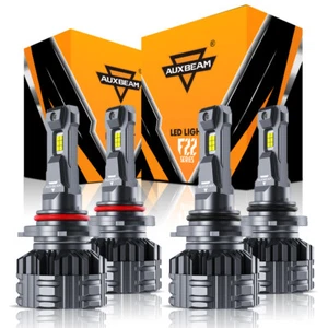 AUXBEAM Combo 9005 9006 LED Headlights CANBUS 6500K High Low Beam Super White - Picture 1 of 12