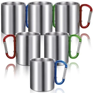 6 Pcs Insulated Stainless Steel Camping Coffee Mug Portable Hiking and Backpa... - Picture 1 of 7
