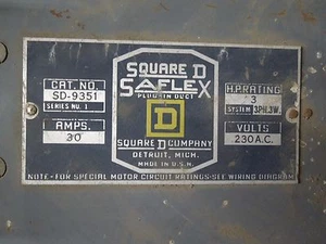 Square D SD-9351 Round Bar Fusible Busplug 30A 3PH 4W 230V Cover Operated - Picture 1 of 2