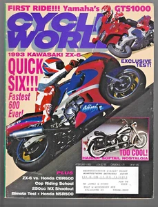 Cycle World Magazine February 1993- Honda CBR600, Kawasaki ZX-6, Yamaha YZ250 - Foto 1 di 2
