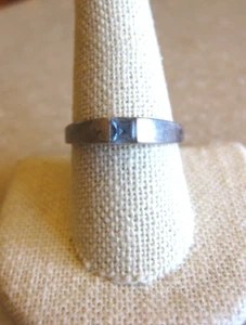 SETA Sterling Ring w/ Square Faceted Blue Stone / Channel Set / Size 9 3/4 - Picture 1 of 7