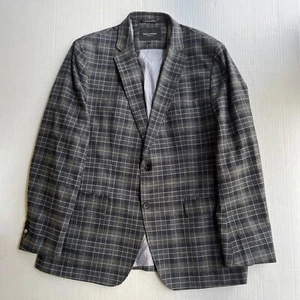 Banana Republic Blazer Jacket Mens Size 44 R Tailored Fit Lined Plaid Gray Blue - Picture 1 of 8