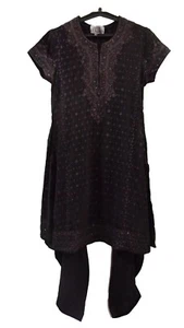 Vintage Ritu Kumar Hand Embroidered Brand With With Tech Kameez Salwar Dress - Picture 1 of 12