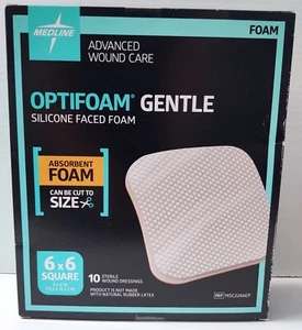 Medline MSC2266EP Optifoam Gentle Silicone Faced Foam 6”x6” Square (BOX/10) - Picture 1 of 3