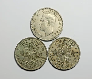 GRAN BRETAGNA: MEZZE CORONE X 3. 1948, 1949 e 1950. KM 866. SPEDIZIONE GRATUITA - Foto 1 di 2