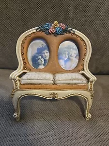 Unique Ceramic Picture Frame Sofa for 2 Photos Unique Ornate Ivory and Gold - Picture 1 of 5