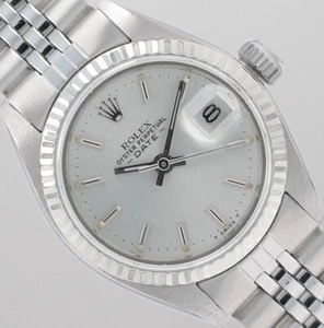 Rolex Ladies Date 26mm Steel Silver Index Dial Fluted Bezel Jubilee Watch 6917 - Picture 1 of 11