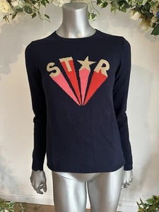 Maglione donna JOULES Asha taglia 10 blu navy stella tiro misto lana cashmere NATALE NUOVO - Foto 1 di 24