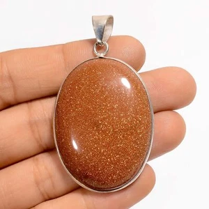 Golden Sandstone Gemstone Fashion Jewelry 925 Silver Pendant 2.1" ARP-4810 - Picture 1 of 3