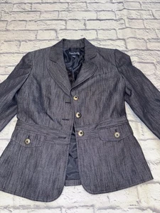 Evan Picone Gr. 6 Damen Jeansblau Blazer Jacke Schulterpolster gefüttert - Bild 1 von 8