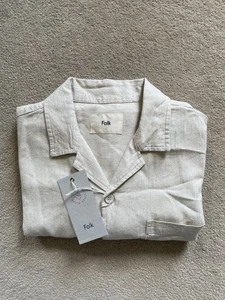 Folk Camino Shirt Short Sleeve Natural Beige Size 4/Large Linen BNWT RRP £120 - Picture 1 of 16