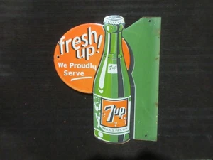 Porcelain 7Up Fresh Up Enamel Metal Sign Plate Size 11" x 9" Inches - Picture 1 of 3