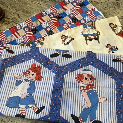 3 винтажных ткани 1978 и 1998 Raggedy Ann & Andy всего 4,75 ярда - Изображение 1 из 4