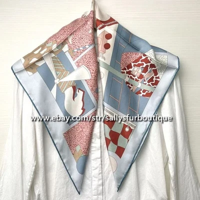 Sallys Boutique 16 Momme Twill Silk Cartoon Print Double Face Necktie Scarf 26" - Image 1 of 4