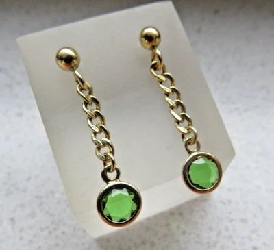 Dyadema Italy 925er Silber Ohrstecker vergoldet mit grünem Edelstein Italien - Bild 1 von 3