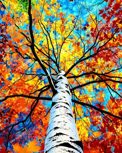 *SALE* 8x10 Foto Kunstdruck bunte Espen Bäume modernes Kunstwerk Wohndeko - Bild 1 von 2