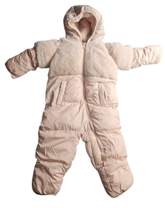 DKNY Jeans Toddler 1 Piece Hood Zipper Puffer Snowsuit Faux Fur 24M Winter  - Picture 1 of 14