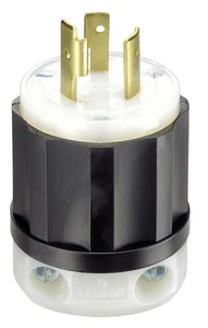 Leviton 02321-0PB 20A 2-Pole 3-Wire 16 to 10 AWG Black/White Thermoplastic Plug - Picture 1 of 1