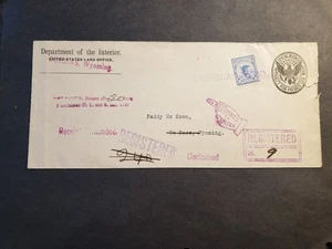 DOUGLAS to DEPASS, WYOMING 1914 Registered DPO WY Postal History Cover #F1 - Picture 1 of 3