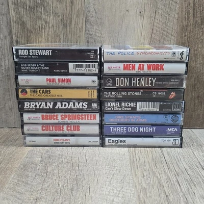 Vintage 80s Pop Rock 16 Cassette Tapes Bryan Adams Rod Stewart Springsteen +More - Image 1 of 4