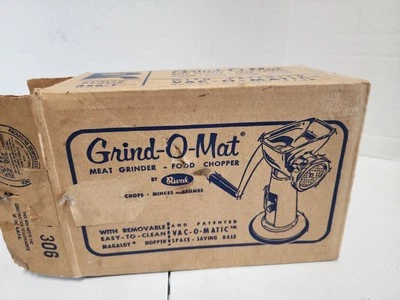 Vintage Rival Grind-o-Mat Meat Grinder Food Chopper Model 358-T white in box - Image 1 of 4