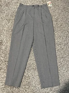 NEW SUSAN BRISTOL Black White GINGHAM Casual Cotton Pants Women's 16 NOS MINT - Picture 1 of 7