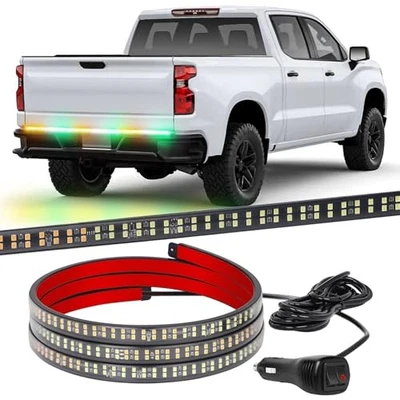 48 inch Truck Amber Green Tailgate Strobe Lights Strip Rear Window Amber/Green - Image 1 of 4