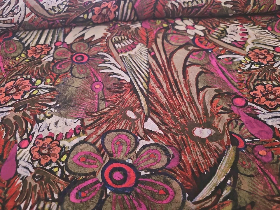 Silk Chiffon  Floral  Lightweight Japanese Fall Floral Texture By the Yard - Image 1 of 2