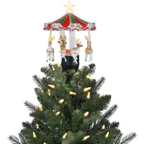 Mr Christmas Carrusel Animado Reno Árbol Topper LED Estrella - Imagen 1 de 10