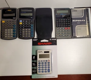 4 PC LOT Calculators Texas Instruments TI-30XA TI-36X Solar Casio FX-991D Sharp - Picture 1 of 10