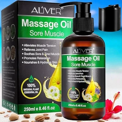 Massage Oil 250ml x 2 Pack Alleviates Muscle tension Joint Pain Soothes Al'iver