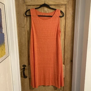 Vestido Eileen Fisher Mujer Naranja Rayas Sin Mangas Talla Mediana Pequeño - Imagen 1 de 7