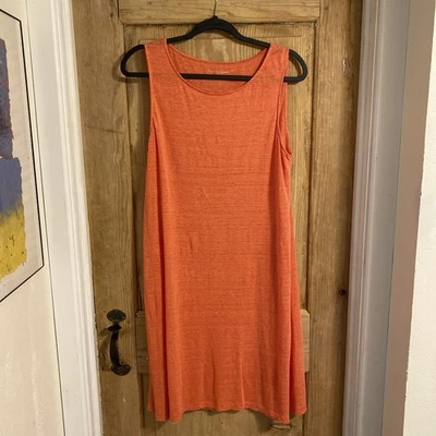 Eileen Fisher Woman’s Orange Stripe Sleeveless Dress Size Medium Petite - Image 1 of 4
