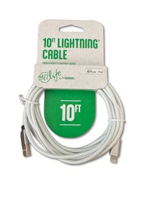 24/7 Life 10FT USB to iPhone-Compatible Charging Cable – Fast Charge, Black - Image 1 of 3