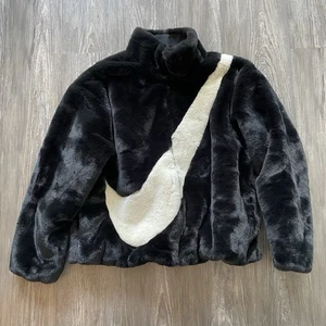 Nike Sportswear Plush Faux Fur Teddy Sherpa Jacket 'Fossil' Women’s Size Small S - Picture 1 of 5
