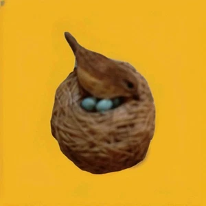 Vintage 90er Bastin Punze Zaunkönig Nest Figur Resin Clip - Bild 1 von 4