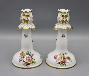 Par de Ramo de Flores Herend 6" Candelabros Agujeros de Alambre 8905 BHR IMPECABLE - Imagen 1 de 8