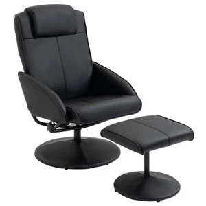 HOMCOM Poltrona Relax Reclinabile con Pouf Poggiapiedi Rivestimento Finta pelle - Foto 1 di 10